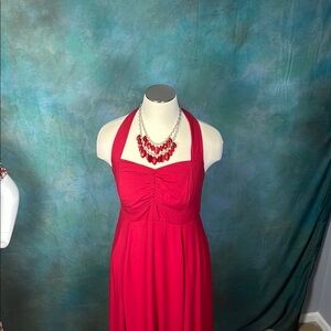 Elegant Red Halter Dress